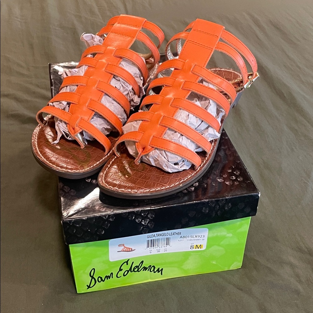 Sam Edelman Vibrant Orange Gladiator Sandals